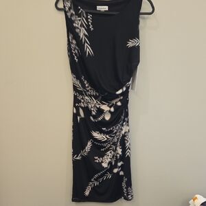 Calvin Klein Black Dress with White Floral Print